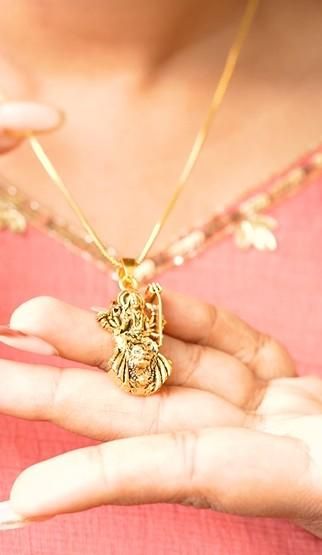 Gold Plated Ambe Mataji Pendant with Chain - AVIKARLO