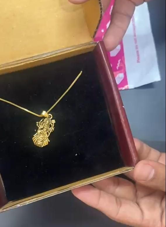 Gold Plated Ambe Mataji Pendant with Chain - AVIKARLO