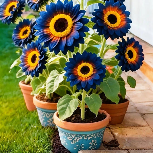 “Grow vibrant Blue Flame sunflowers at home – seeds with organic pot mix included.” - AVIKARLO