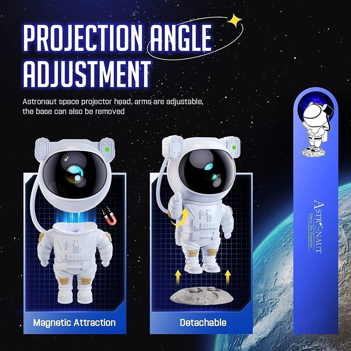 Astronaut Galaxy Projector - 360 Magnetic Head Rotation, Remote Control - AVIKARLO