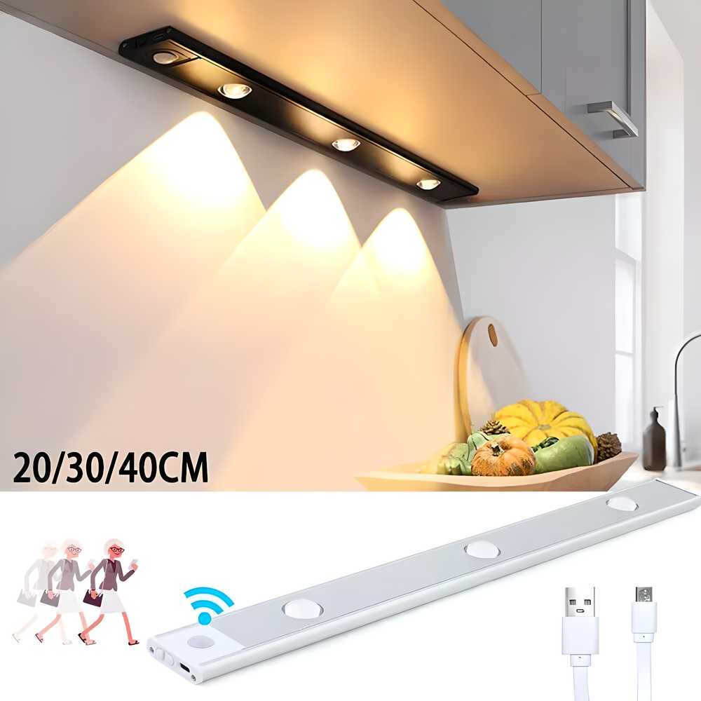 LED PIR Motion Sensor Cabinet Light – USB Rechargeable Wireless Stick-On Lamp - AVIKARLO