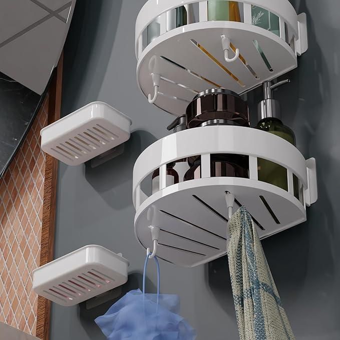 Bathroom Shelves with Hooks (Pack of 2) - AVIKARLO