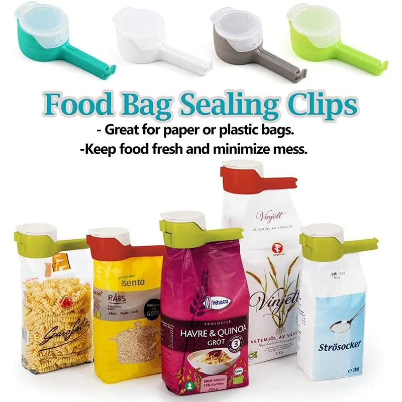 Food Bag Sealing Clip with Spout – Airtight Snack, Oats & Cereal Dispenser - AVIKARLO