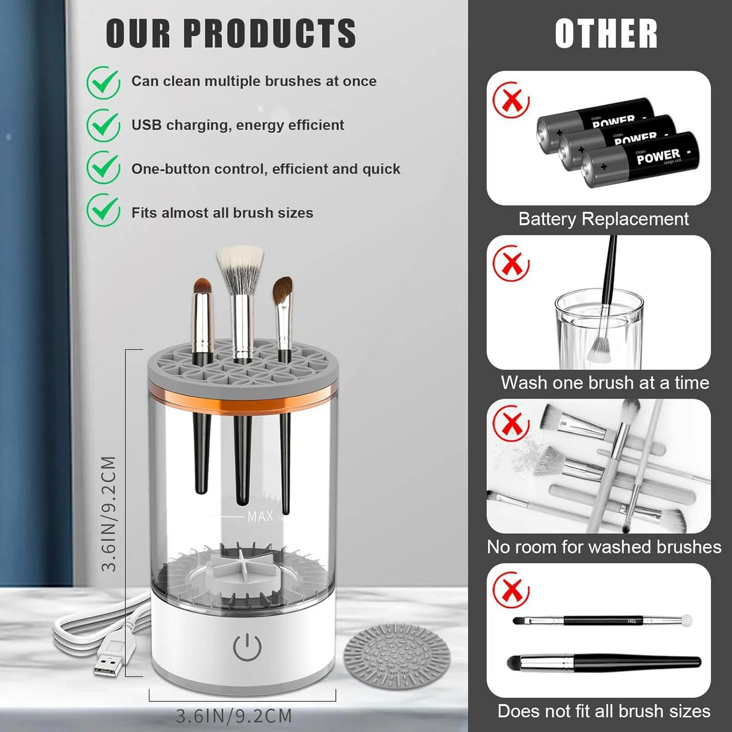 Electric Makeup Brush Cleaner – USB Rechargeable Automatic Deep Cleaning Device
