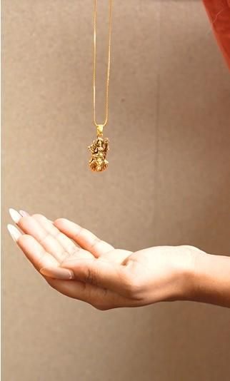 Gold Plated Ambe Mataji Pendant with Chain - AVIKARLO