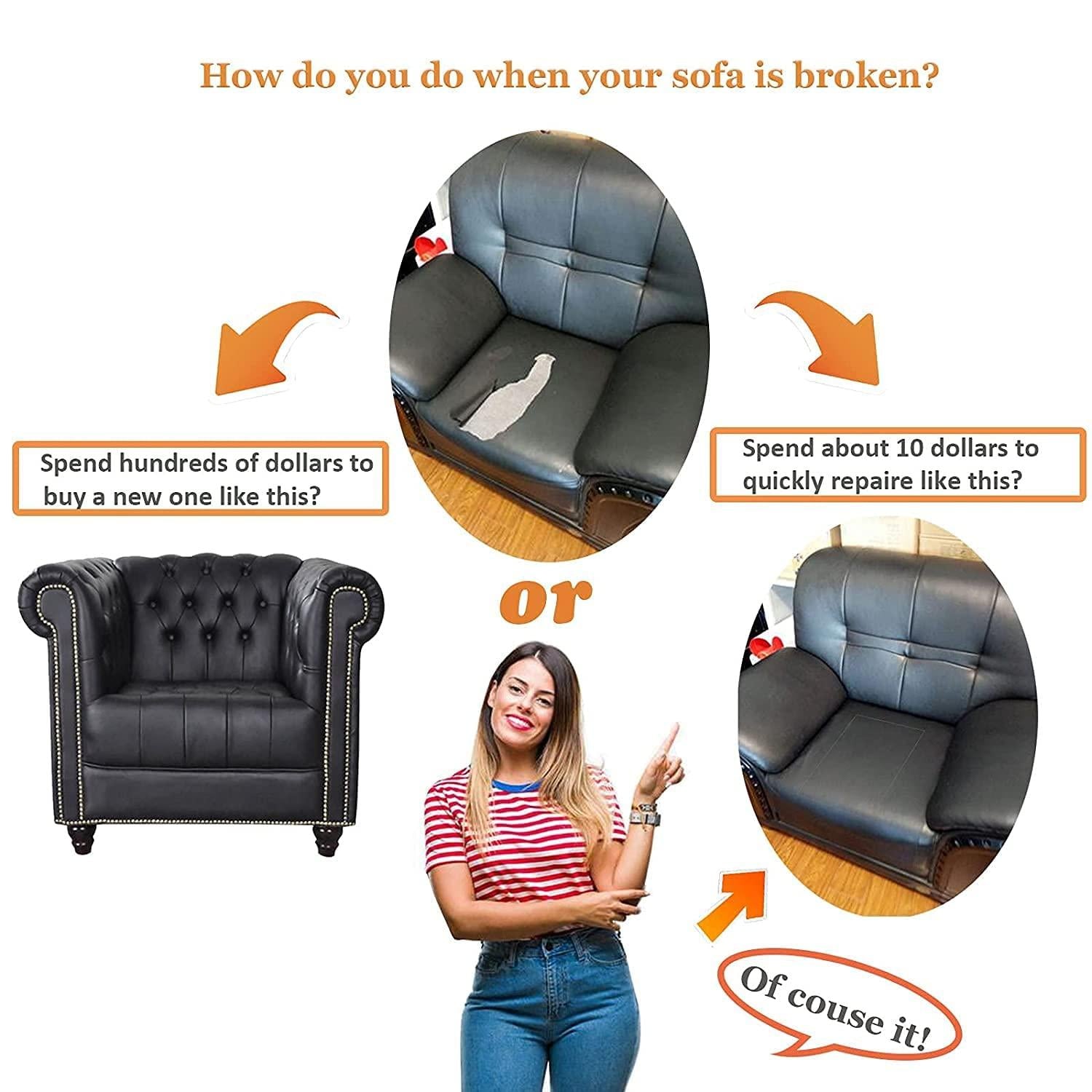 Leather Repair Patch Tape kit for Couches & Furniture Sofa - AVIKARLO