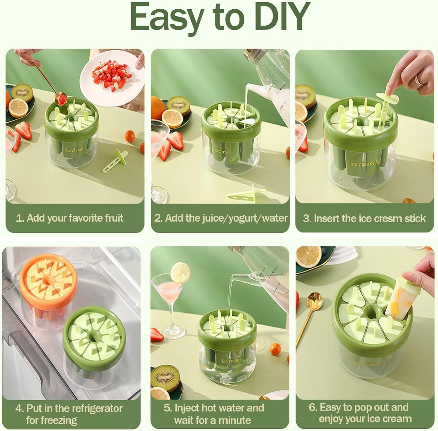 Reusable DIY 8 Pieces Ice Pop Mould - AVIKARLO