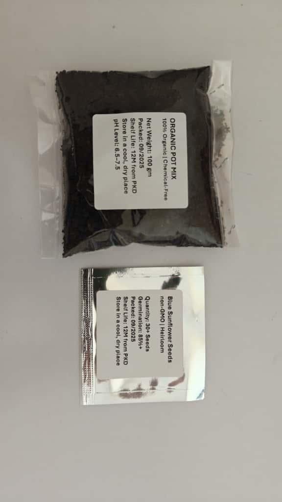 “Grow vibrant Blue Flame sunflowers at home – seeds with organic pot mix included.” - AVIKARLO