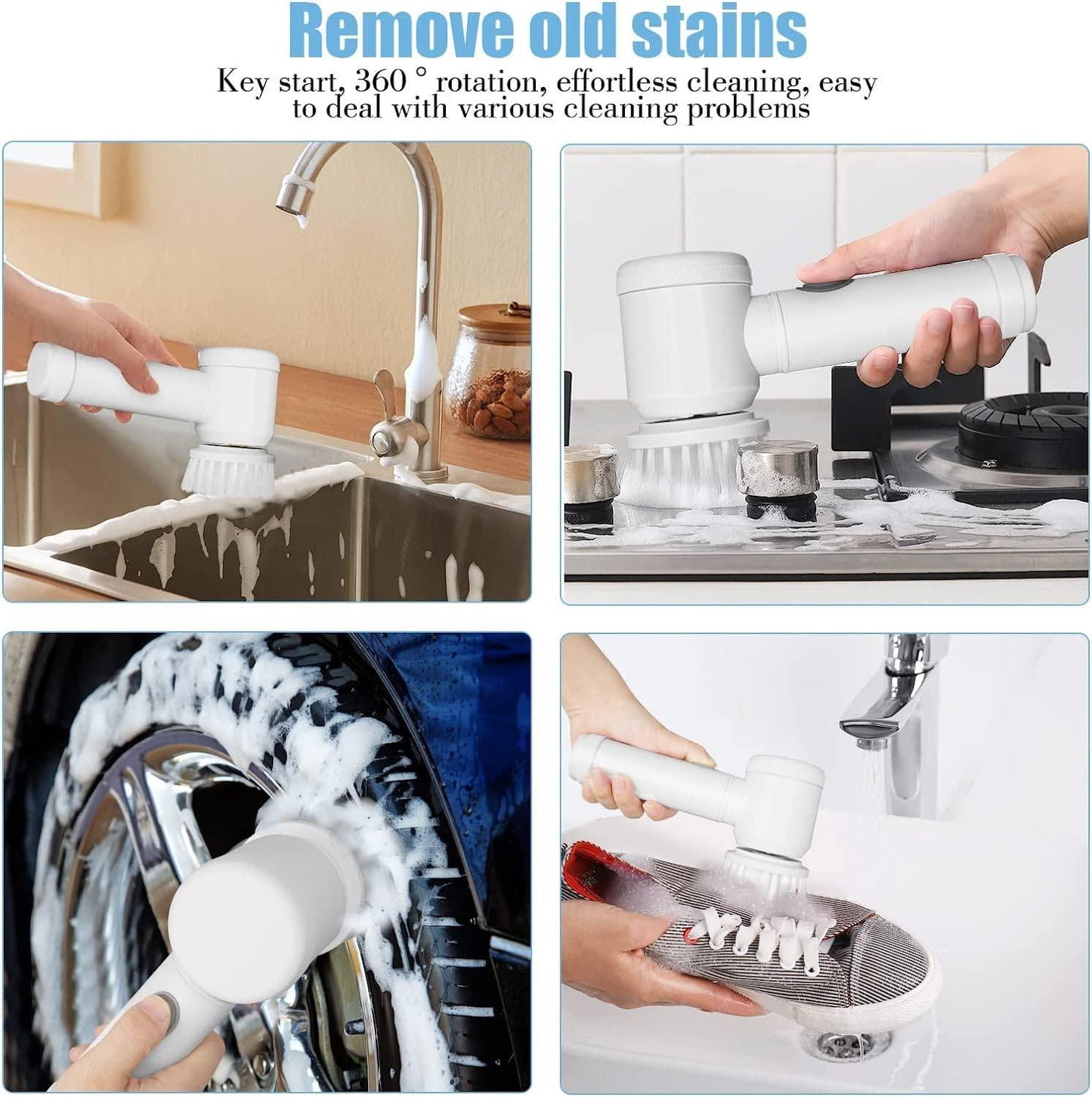 5-in-1 Electric Bathroom Cleaning Brush – Rechargeable Handheld Power Scrubber