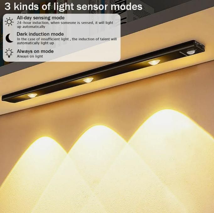 LED PIR Motion Sensor Cabinet Light – USB Rechargeable Wireless Stick-On Lamp