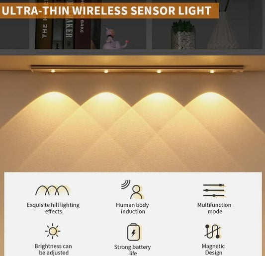 LED PIR Motion Sensor Cabinet Light – USB Rechargeable Wireless Stick-On Lamp