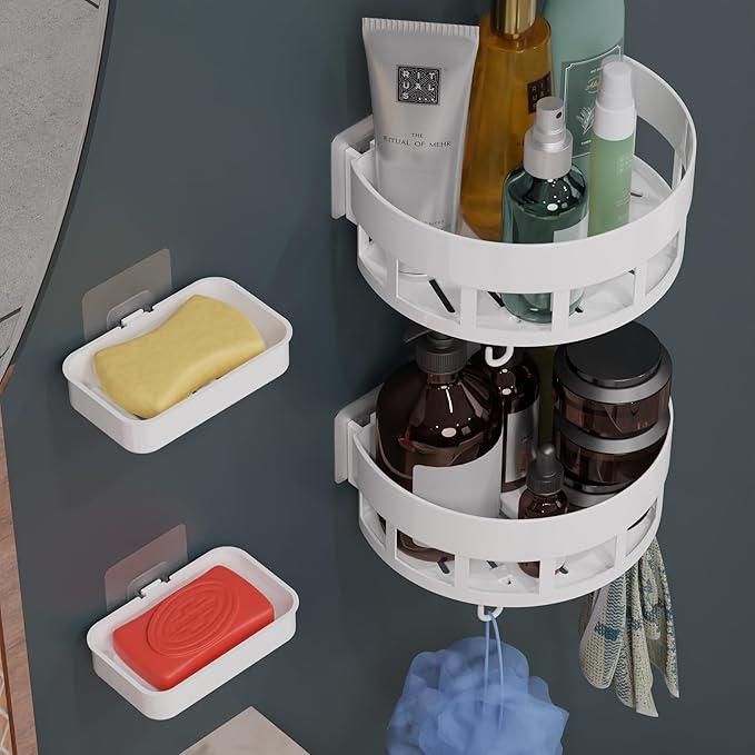 Bathroom Shelves with Hooks (Pack of 2) - AVIKARLO