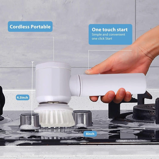 5-in-1 Electric Bathroom Cleaning Brush – Rechargeable Handheld Power Scrubber
