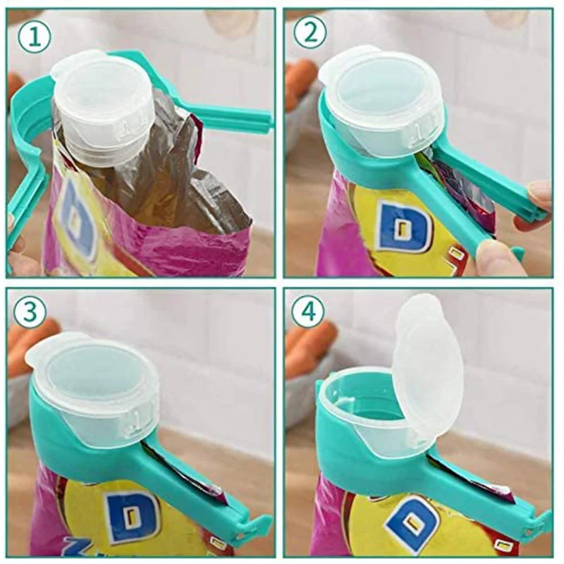 Food Bag Sealing Clip with Spout – Airtight Snack, Oats & Cereal Dispenser