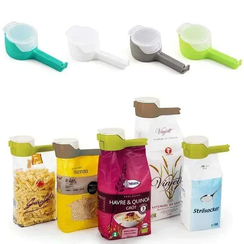 Food Bag Sealing Clip with Spout – Airtight Snack, Oats & Cereal Dispenser